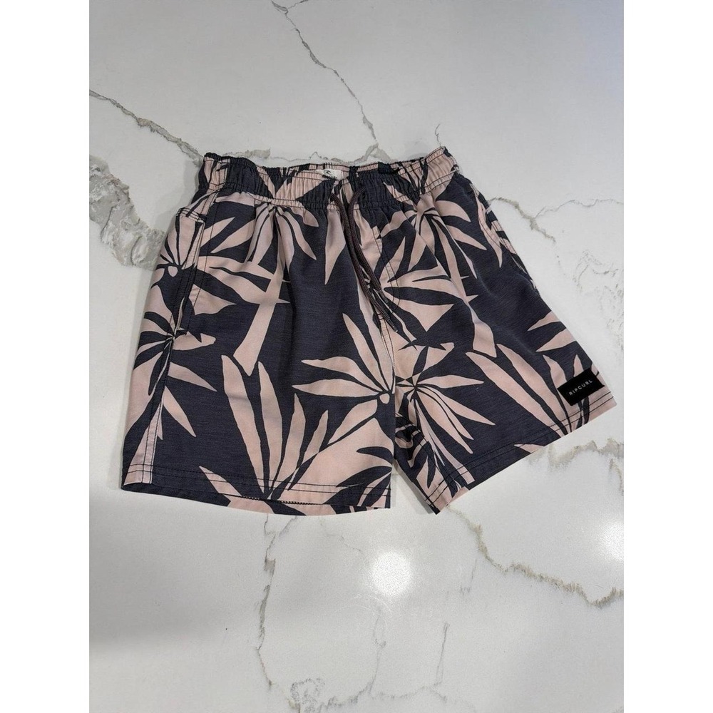 Rip Curl Party Pack Volley shorts dark palm leaf print boys small 10